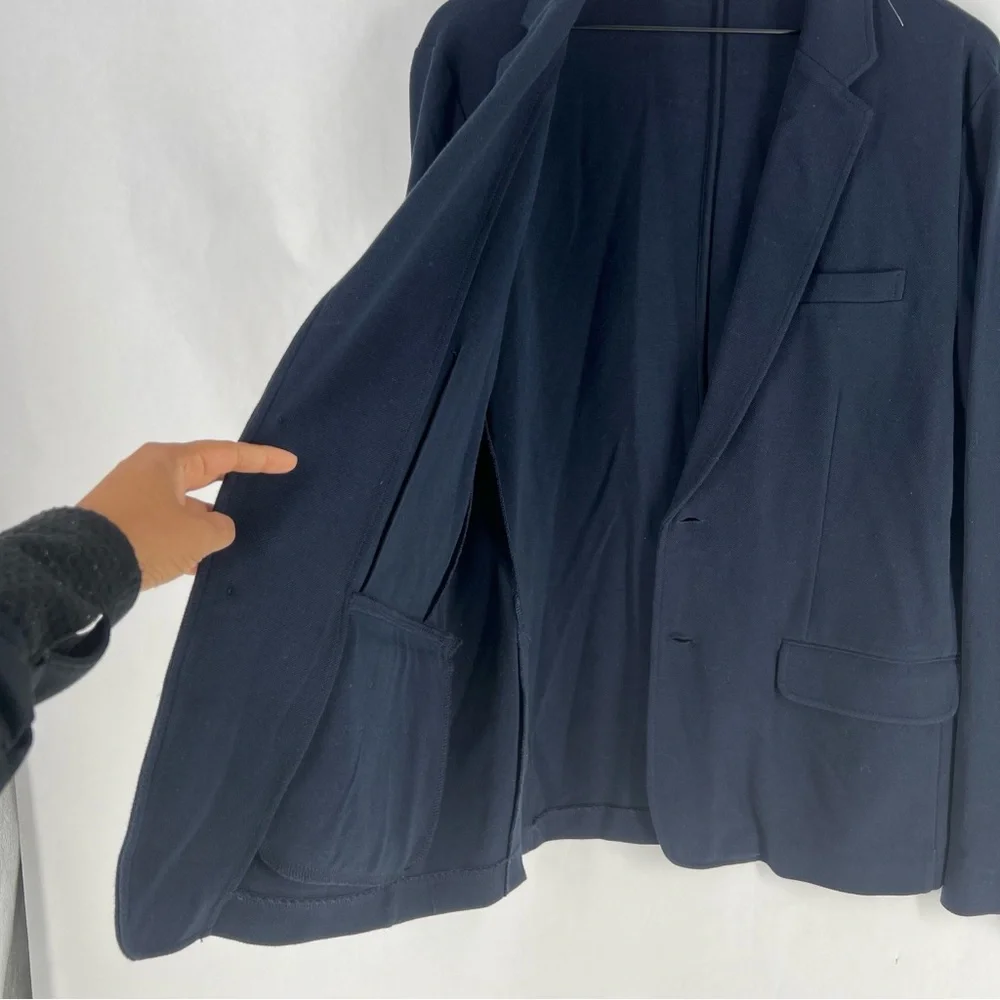 Michael Kors Men's Classic Navy Knit 2 Button‎ Blazer Elbow Patches Size L